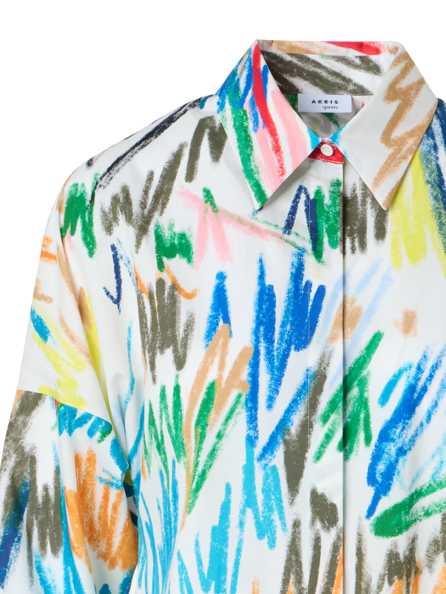 Designer Scribble Print Cotton Poplin Tunic - multicolor