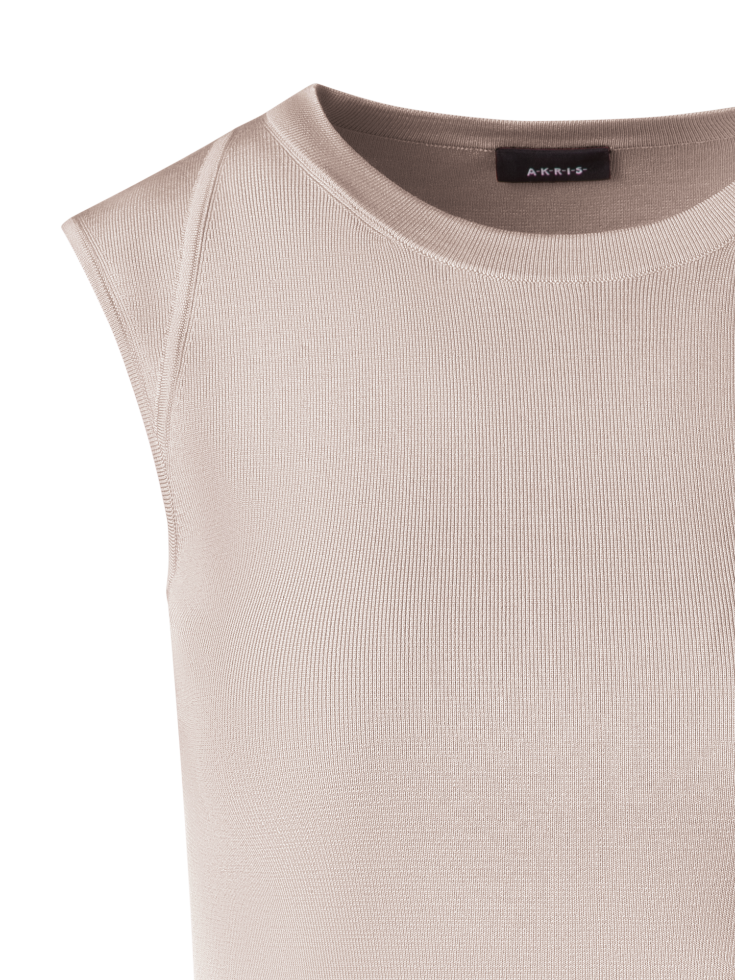 Designer Sleeveless Stretch-Silk Knit Top - beige - ecru