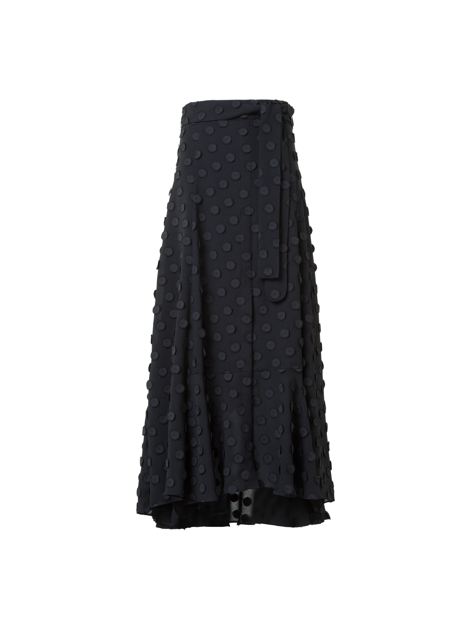 Designer Midi Skirt with 3D Polka Dots - black - neutral
