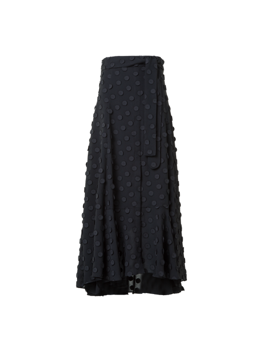 Designer Midi Skirt with 3D Polka Dots - black - neutral