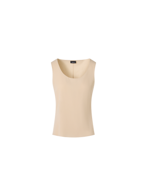Designer Sleeveless Silk Georgette Tank Top - beige