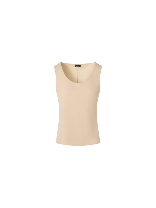 Designer Sleeveless Silk Georgette Tank Top - beige