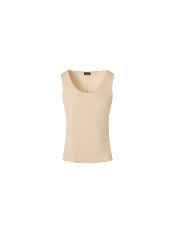 Designer Sleeveless Silk Georgette Tank Top - beige