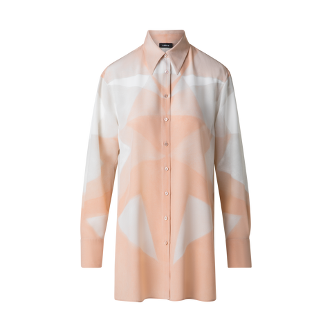 Silk Tunic Blouse with Chiaroscuro Print