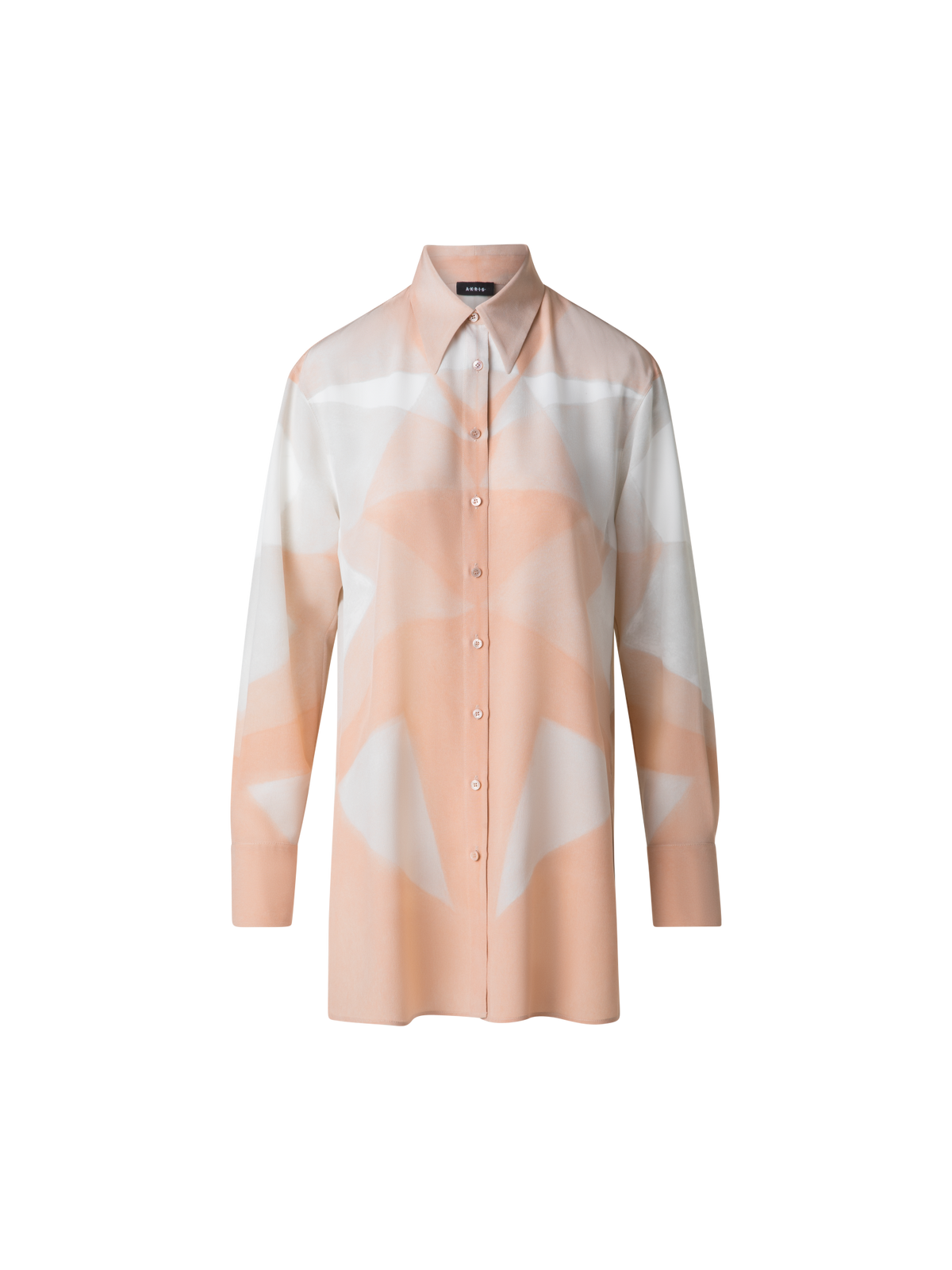 Designer Silk Tunic Blouse with Chiaroscuro Print  - pastel - multicolor - pink