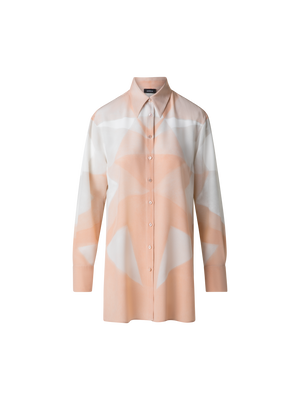 Designer Silk Tunic Blouse with Chiaroscuro Print  - pastel - multicolor - pink