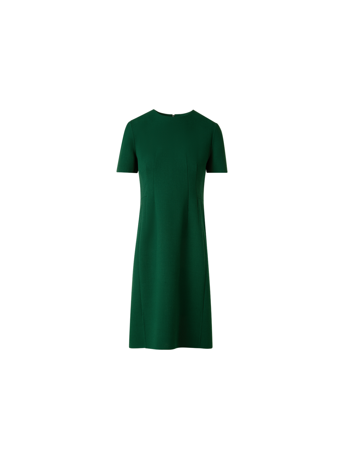 Designer Short Sleeves Sheath Dress in Wool Double-Face - green