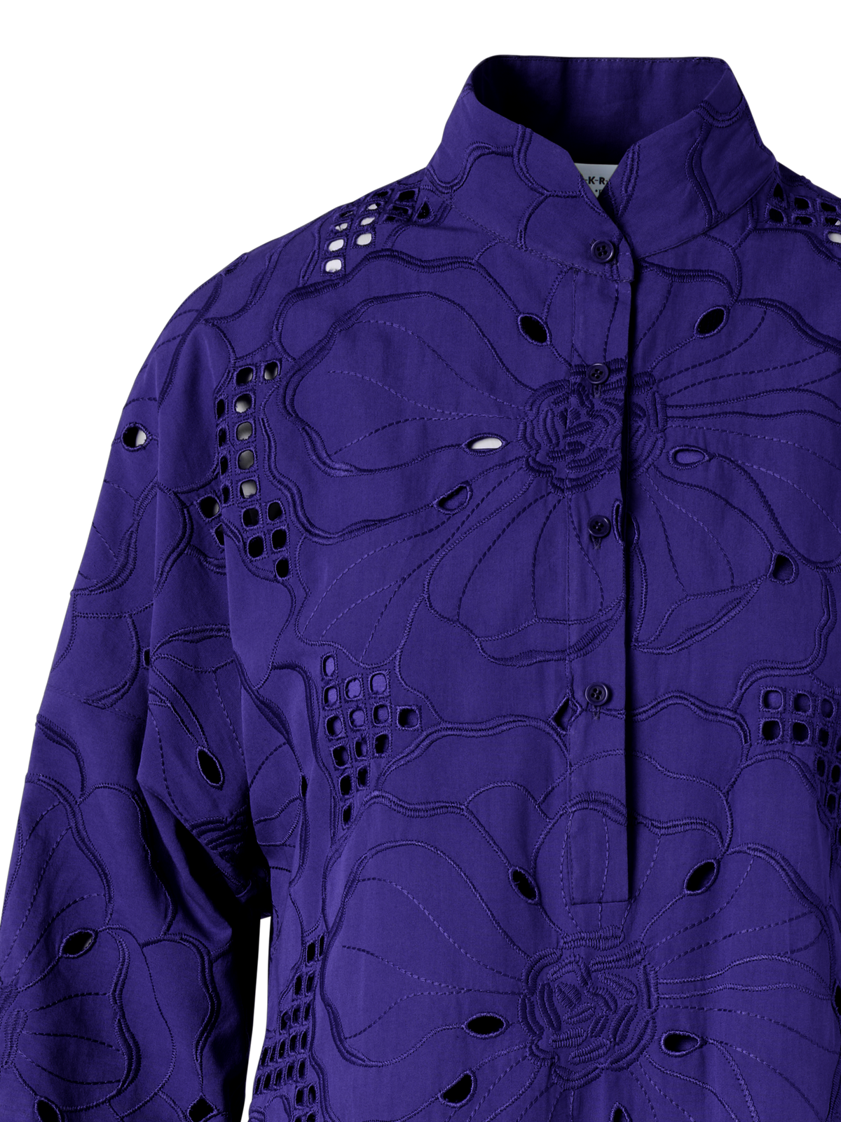 Designer Flower Eyelet Handkerchief Dress - purple