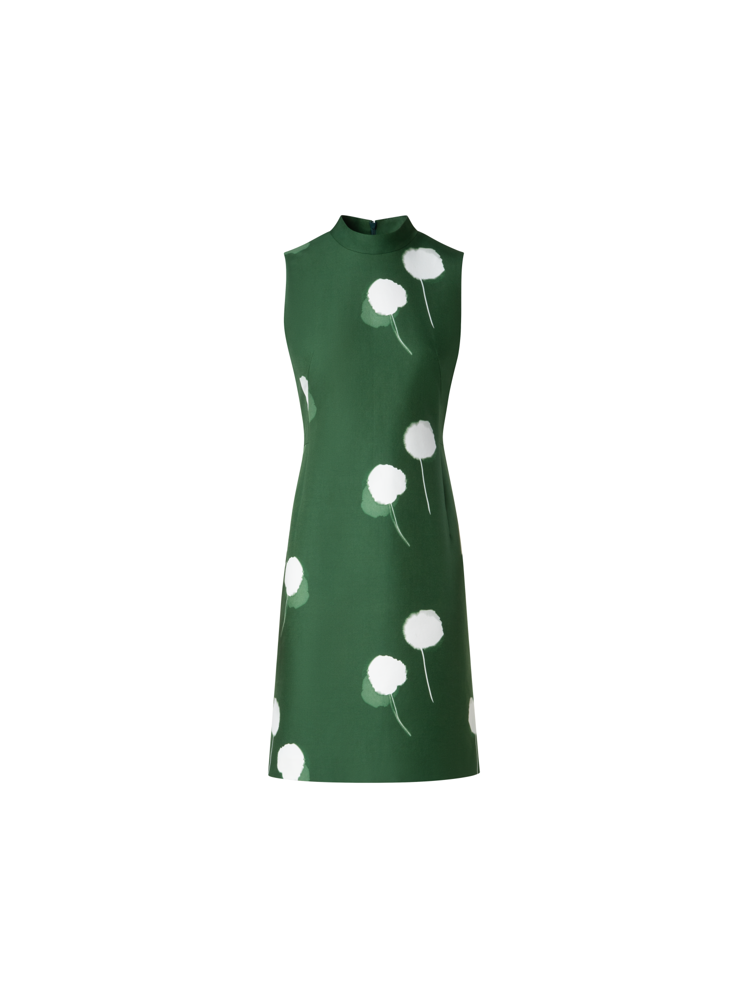 Designer Double-Face Sheath Dress with Dandelion Print - green - multicolor