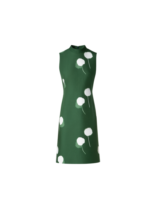 Designer Double-Face Sheath Dress with Dandelion Print - green - multicolor