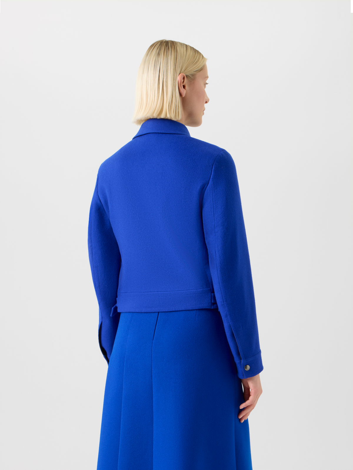 Designer Short Wool Flannel Double-Face Blouson Jacket - blue #editorial