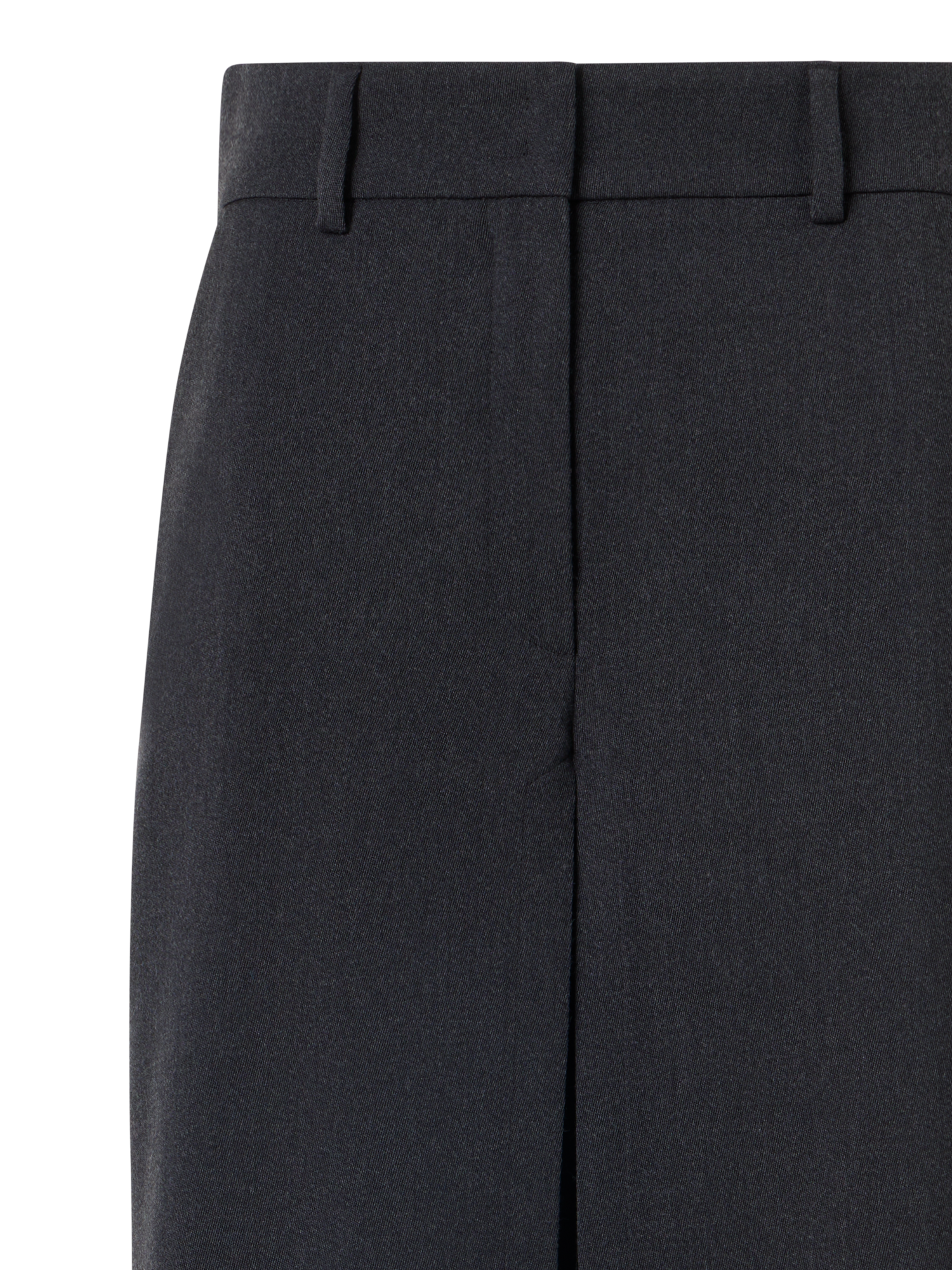 Designer Wide Wool Gabardine Pants with Front Overlayer - grey