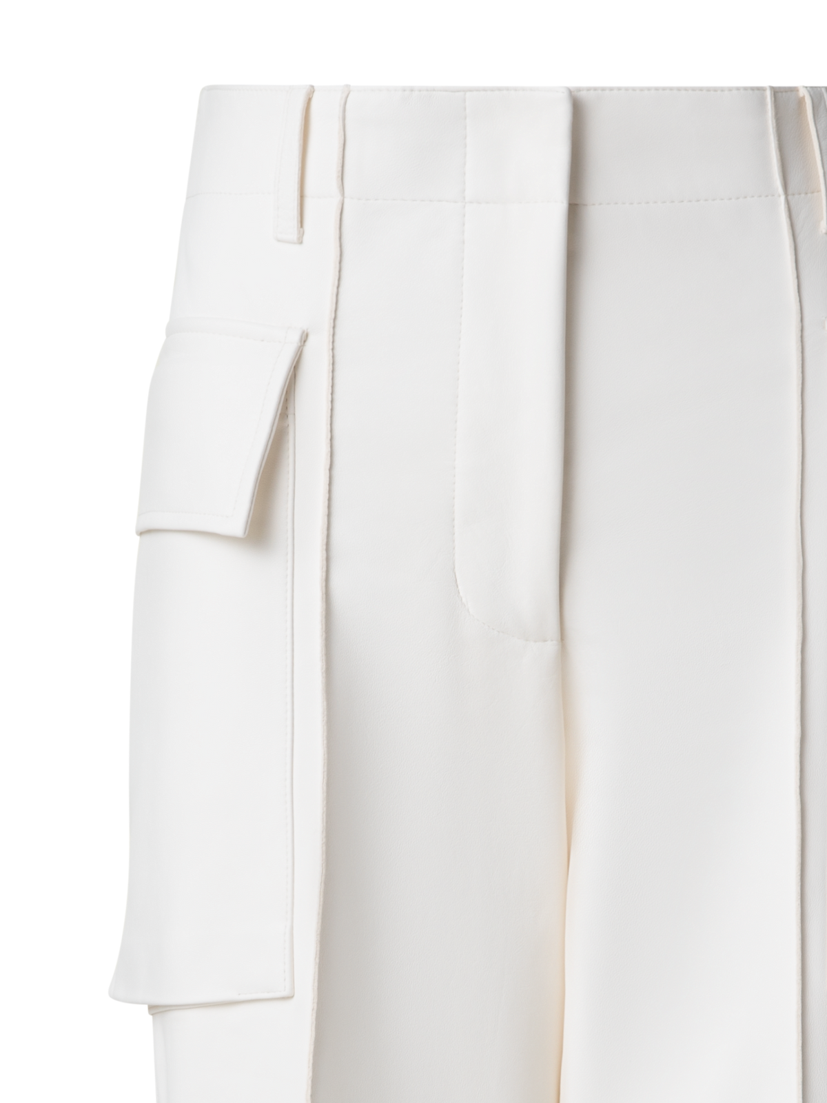 Designer Cargo Leather Pants - neutral - ecru - white