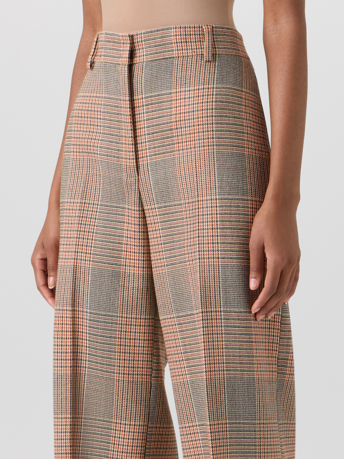Designer Chiaro Wide-Leg Pants in Glen-Check Heavy Wool Twill - multicolor #editorial