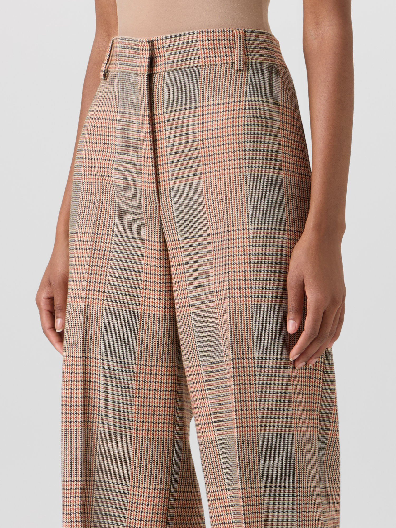 Designer Chiaro Wide-Leg Pants in Glen-Check Heavy Wool Twill - multicolor 