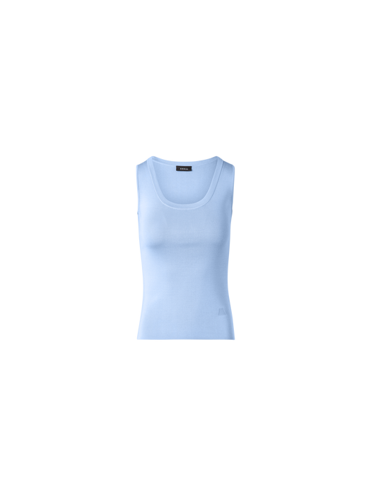 Designer Silk Knit Tank Top - blue