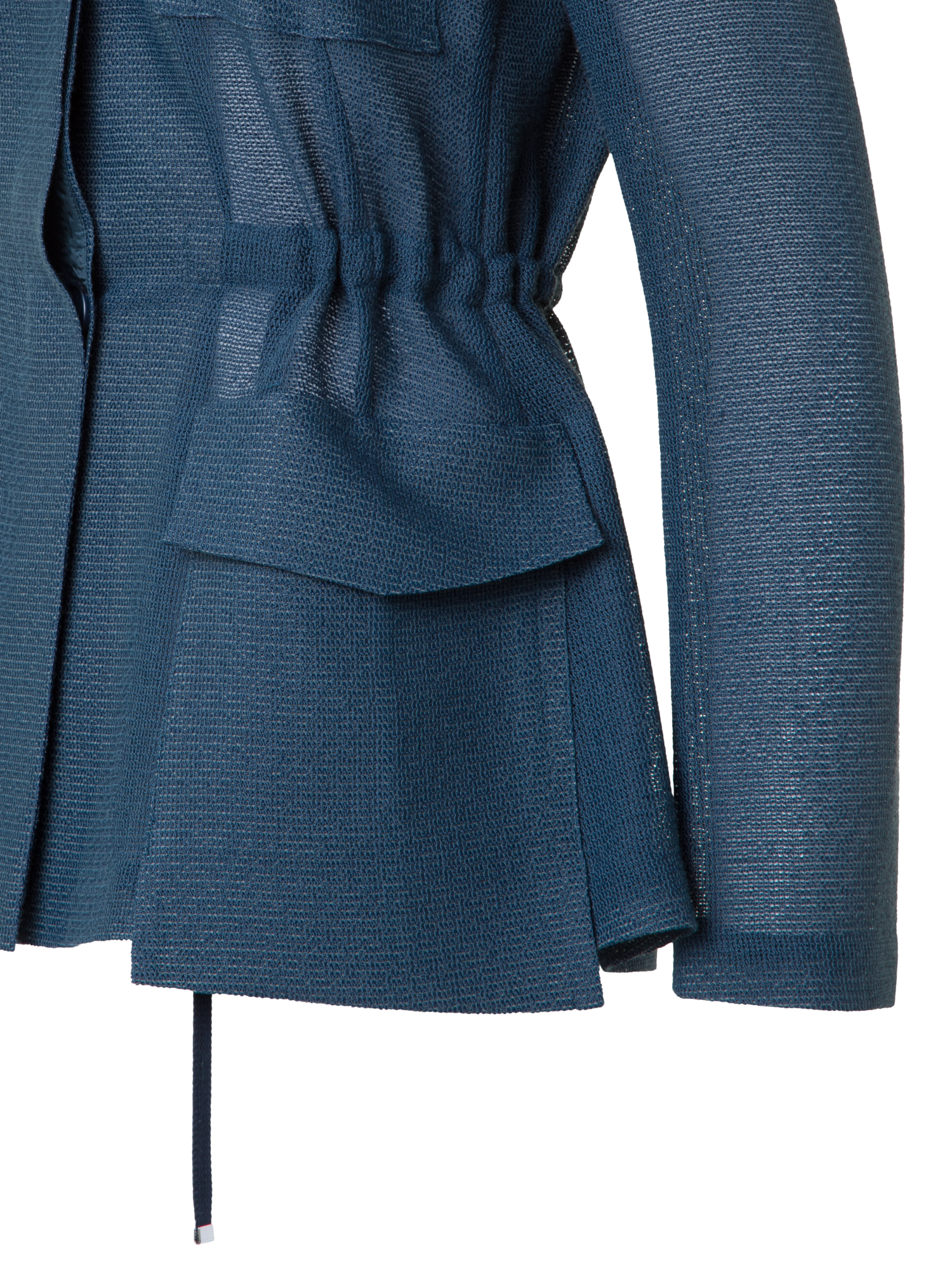 Designer Sheer Safari Jacket in Open Weave Structure - neutral - navy - blue