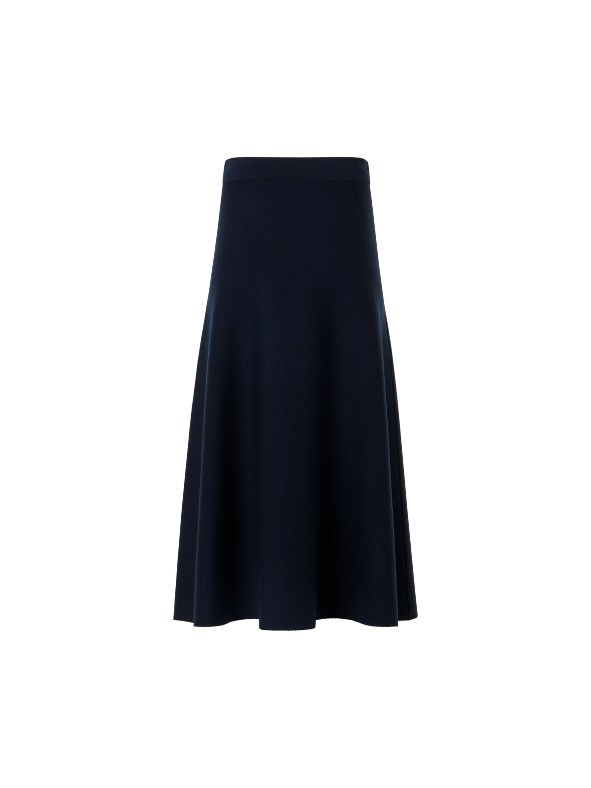 Designer Milano Knit Flared Midi Skirt - navy
