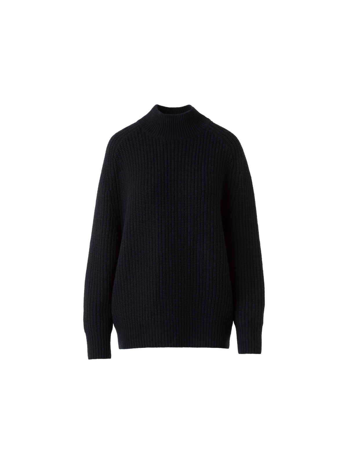 Designer Oversized Wool Cashmere Mock Neck Knit Sweater - black - neutral