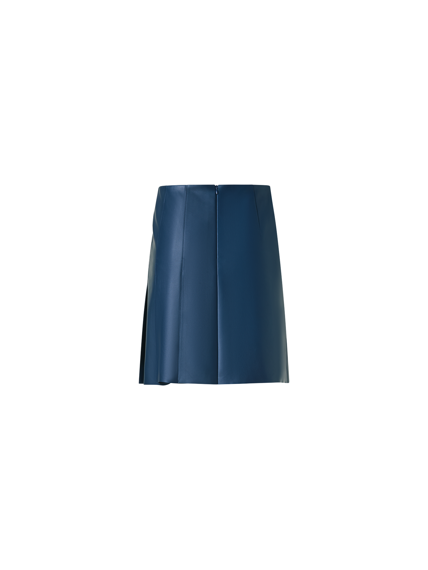 Designer Half-Pleated Leather Mini Skirt - neutral - navy - blue