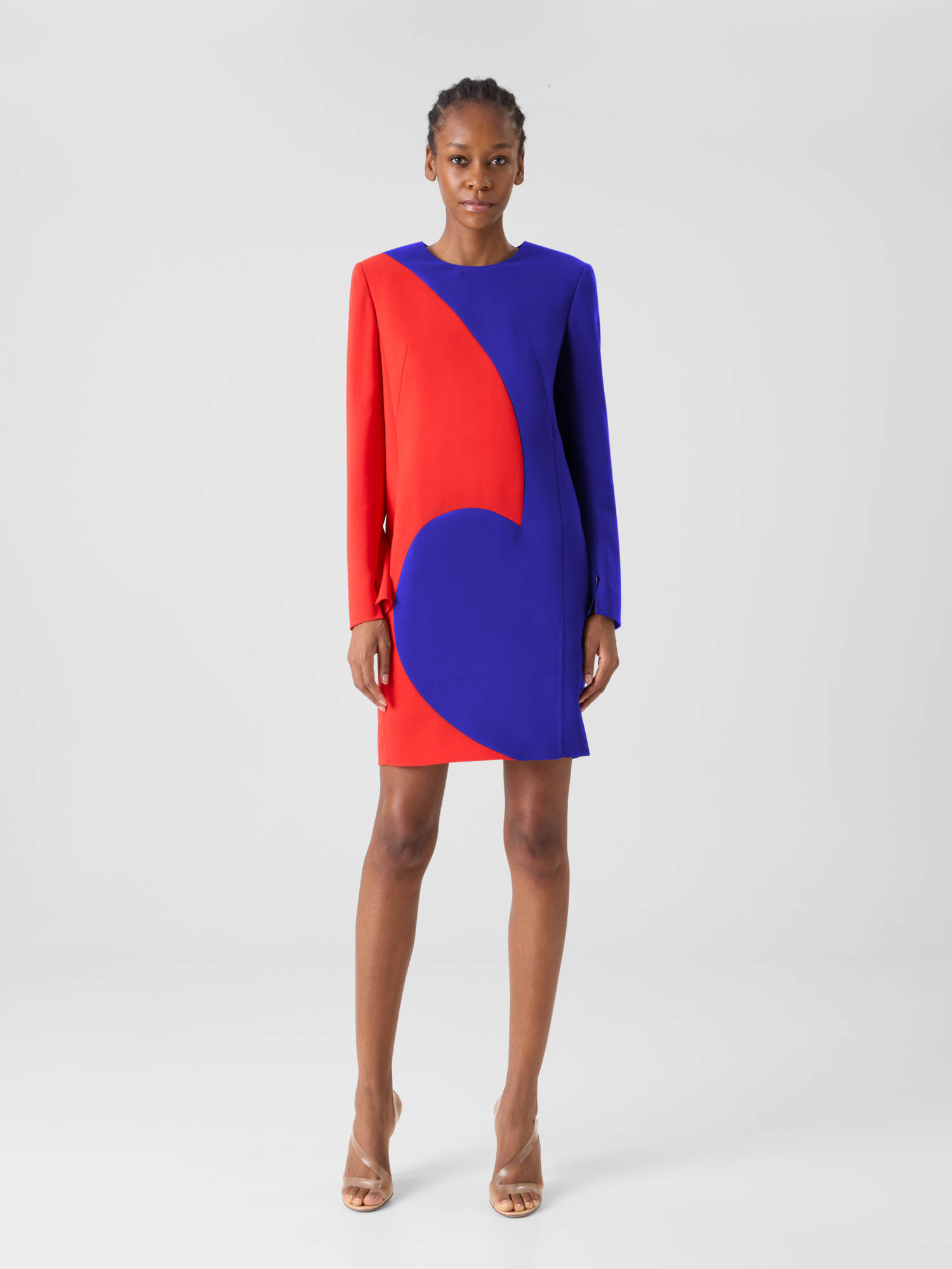 Designer Sheath Dress with Vortex Patchwork - multicolor 