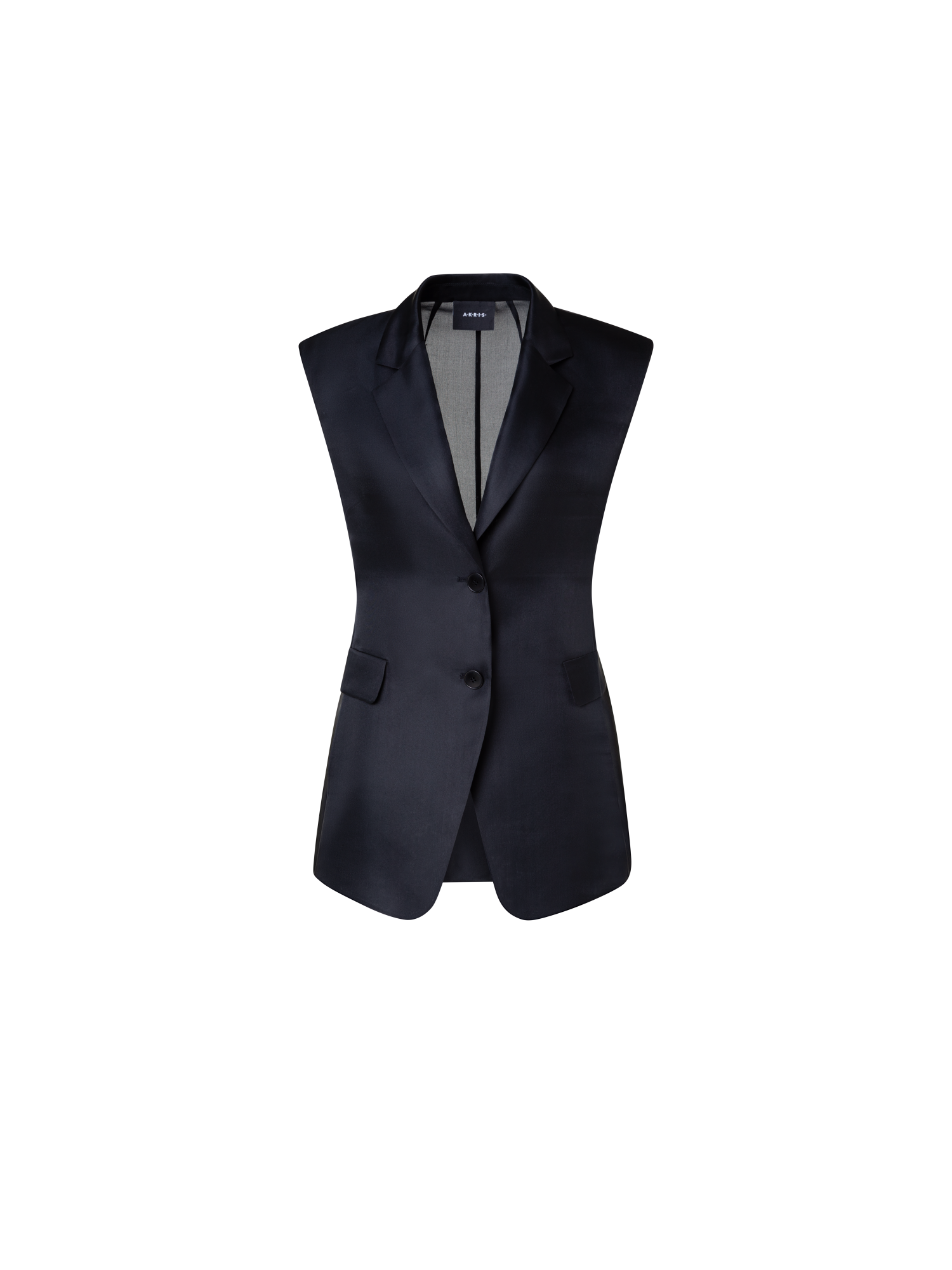 Designer Tailored Sheer Silk Gilet - black