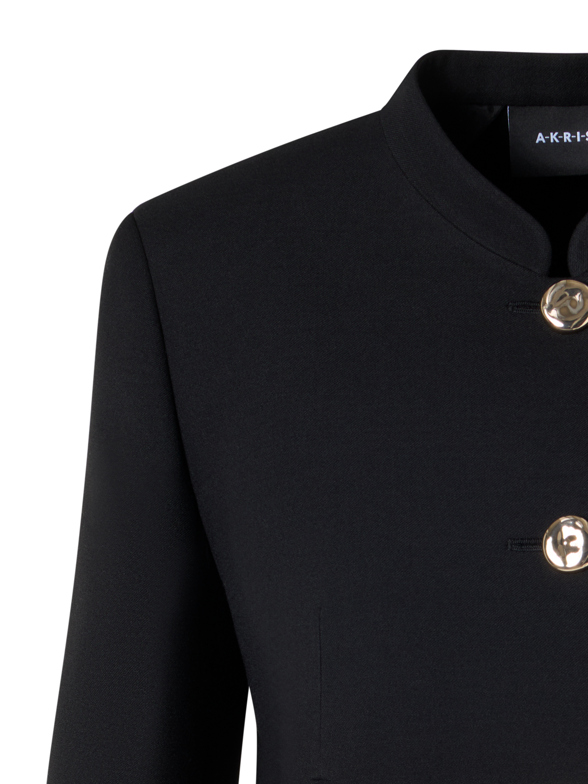 Designer Short Wool Double-Face Jacket with Gold Buttons - black