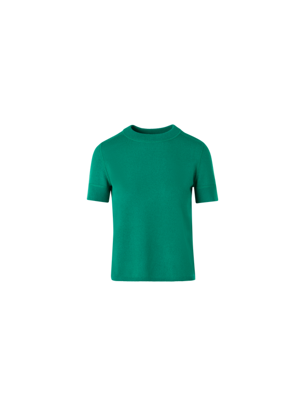 Designer Short-Sleeve Cashmere Knit Sweater - green