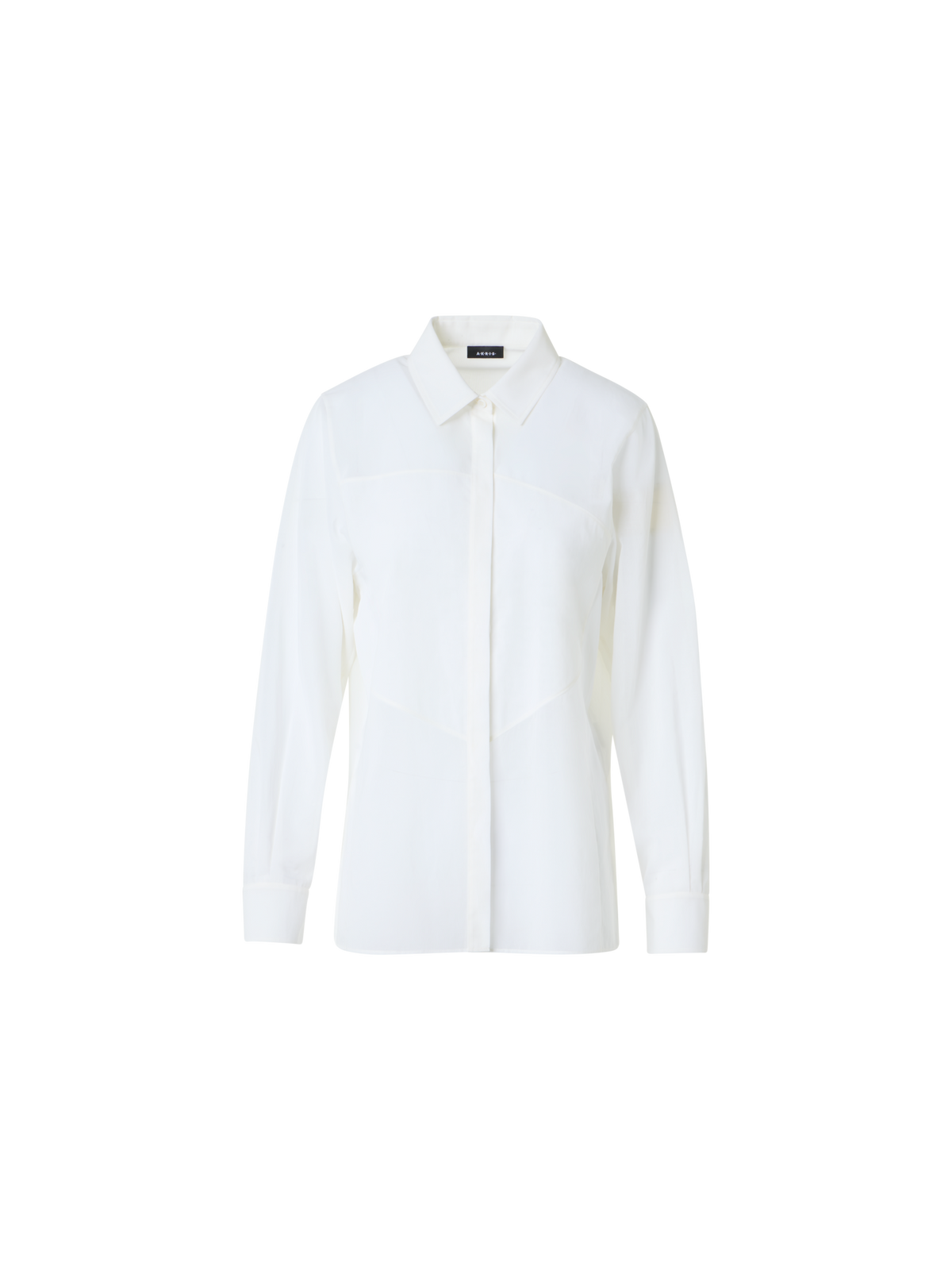 Designer Cotton Blouse with Polygon Inset - white