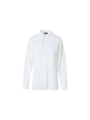 Designer Cotton Blouse with Polygon Inset - white