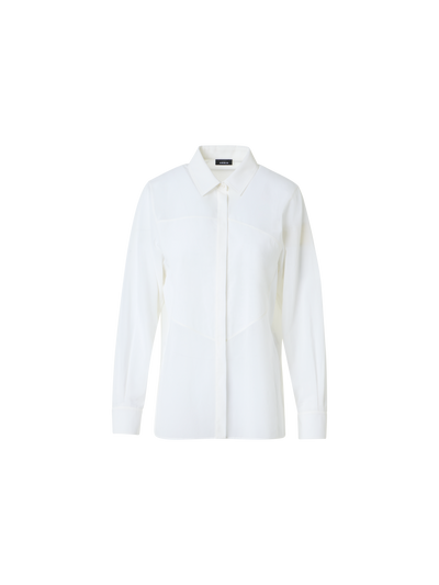 Designer Cotton Blouse with Polygon Inset - white