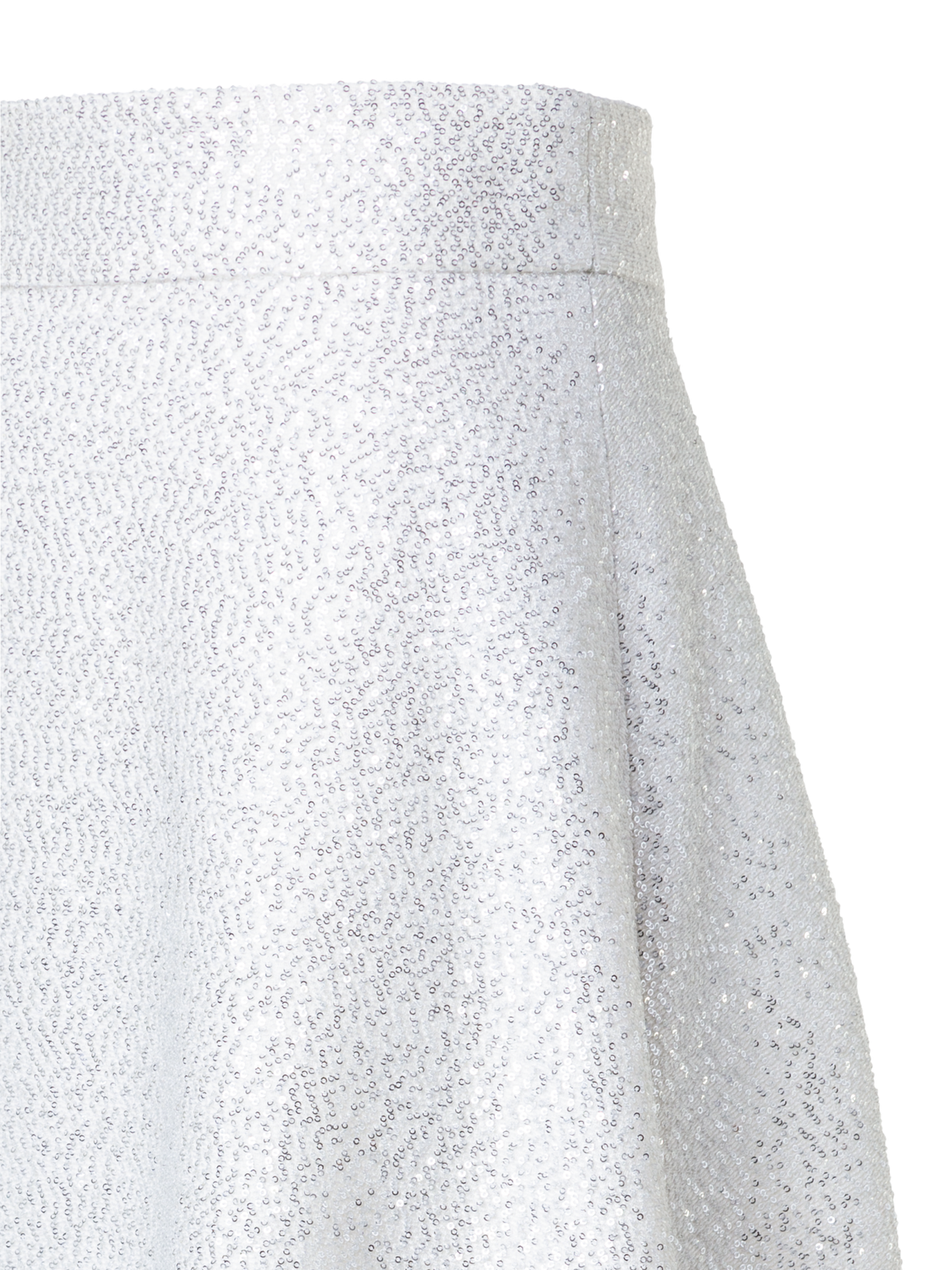 Designer Wool Blend Sequins Flared Midi Skirt - ecru - white