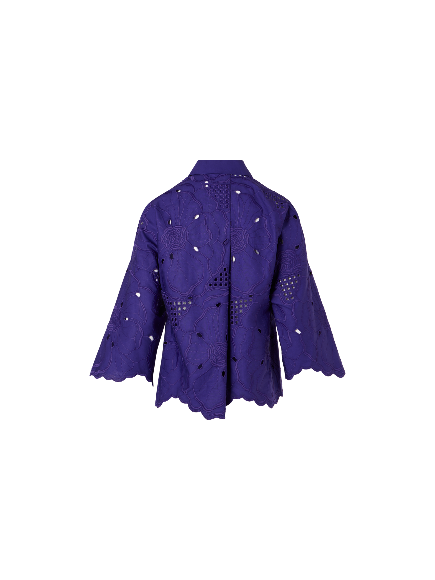 Designer 3/4-Sleeve Flower Eyelet Blouse - purple