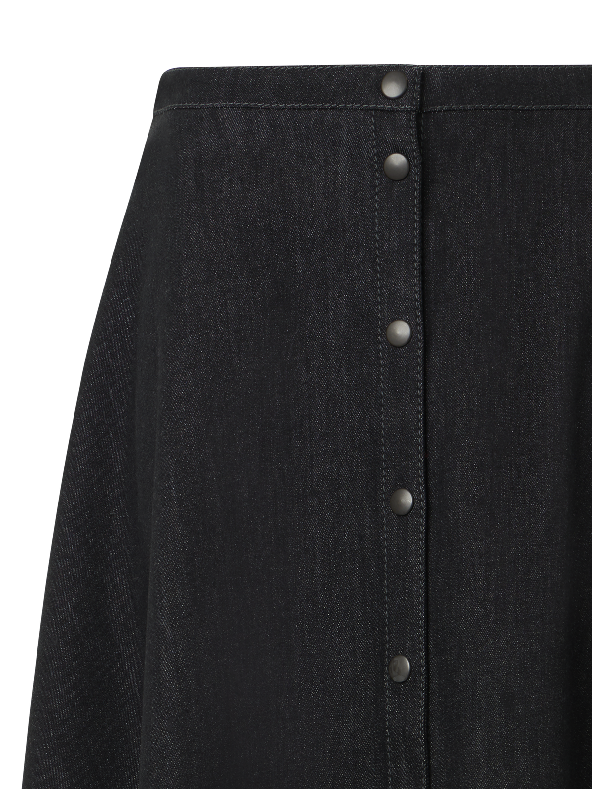 Designer Flared Cotton Stretch Denim Skirt - black