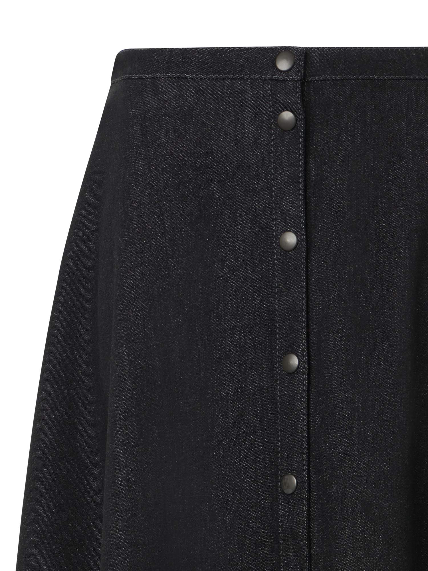 Designer Flared Cotton Stretch Denim Skirt - black