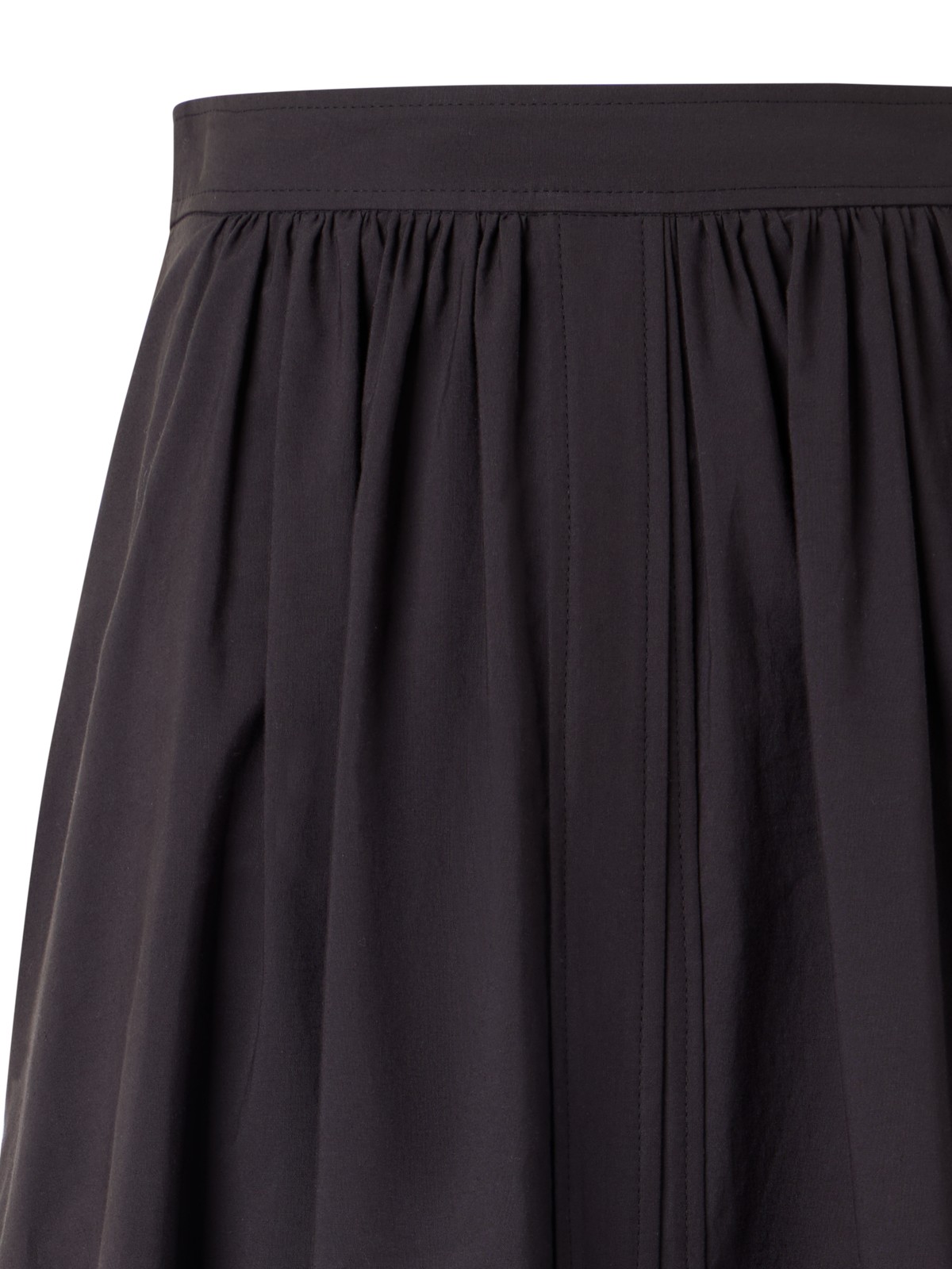 Designer Flared Flower Eyelet Midi Skirt - black