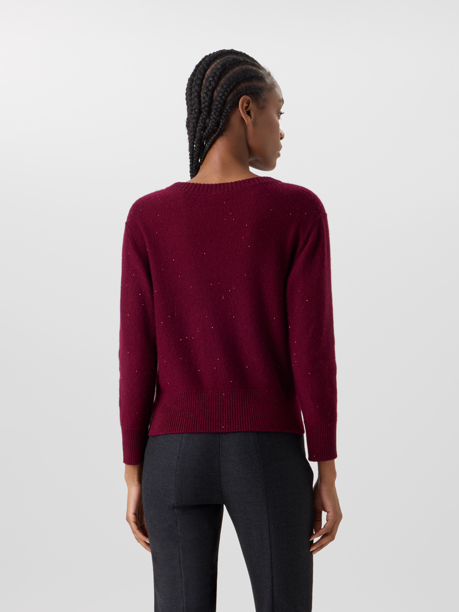 Designer Cashmere Sweater with Fine Sequins - red 