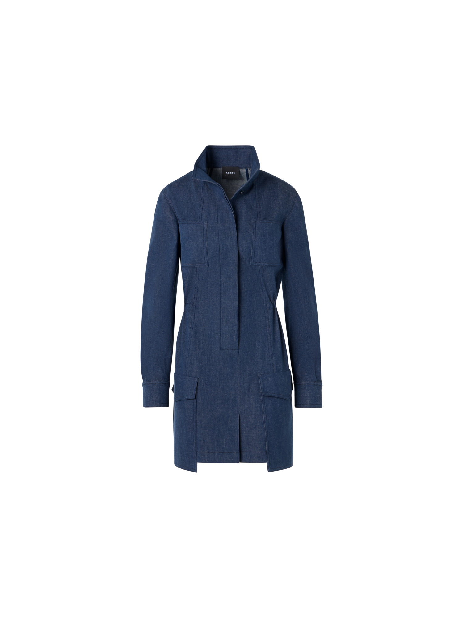 Designer Short Dress in Sea Island Denim - blue