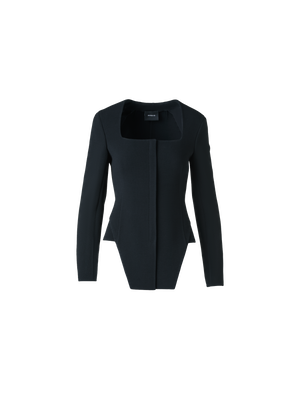 Designer Fitted Trapezoidal Wool Double-Face Jacket - black - neutral