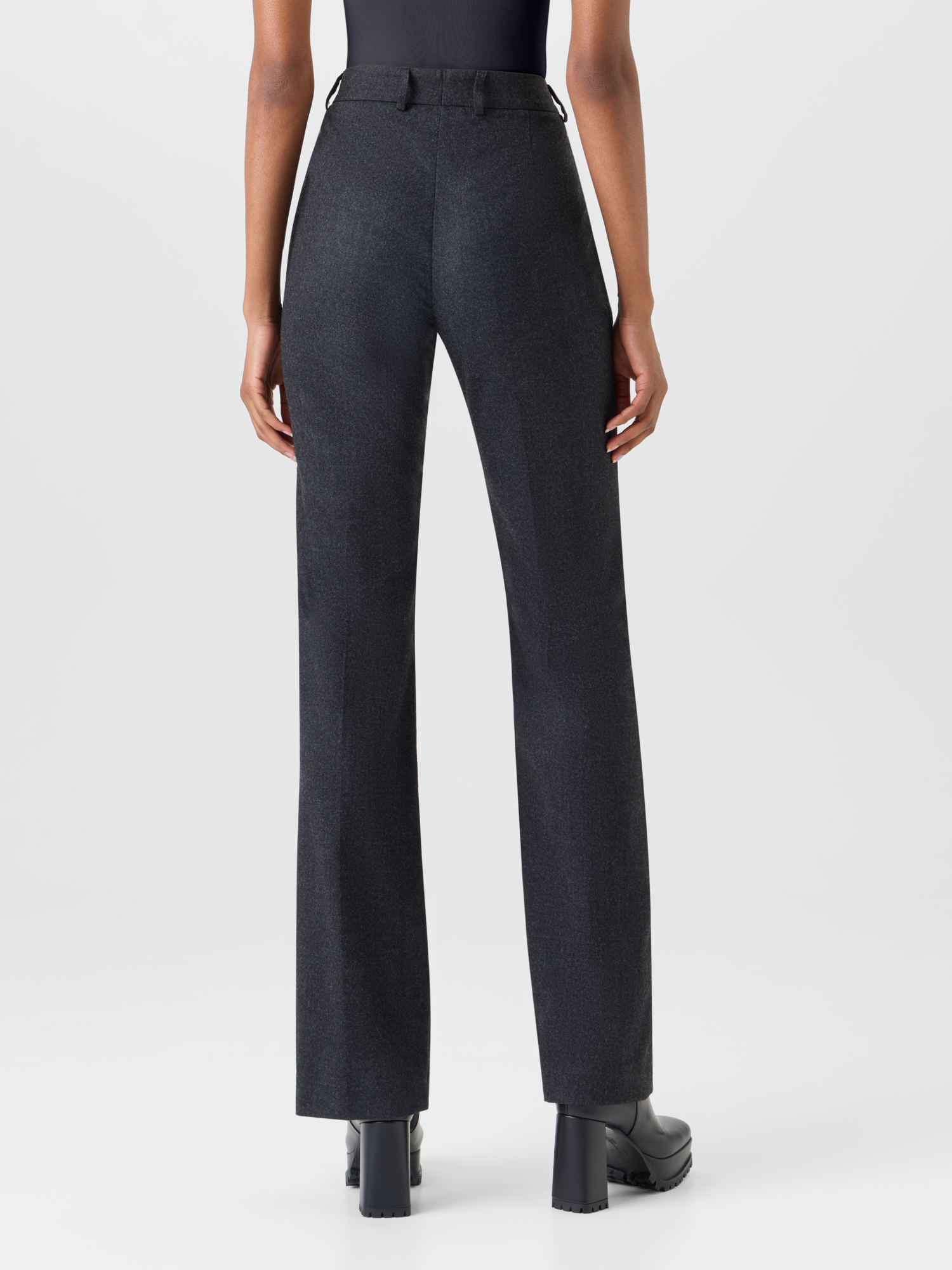 Designer Bootcut Pants in Wool Stretch Flannel - grey 