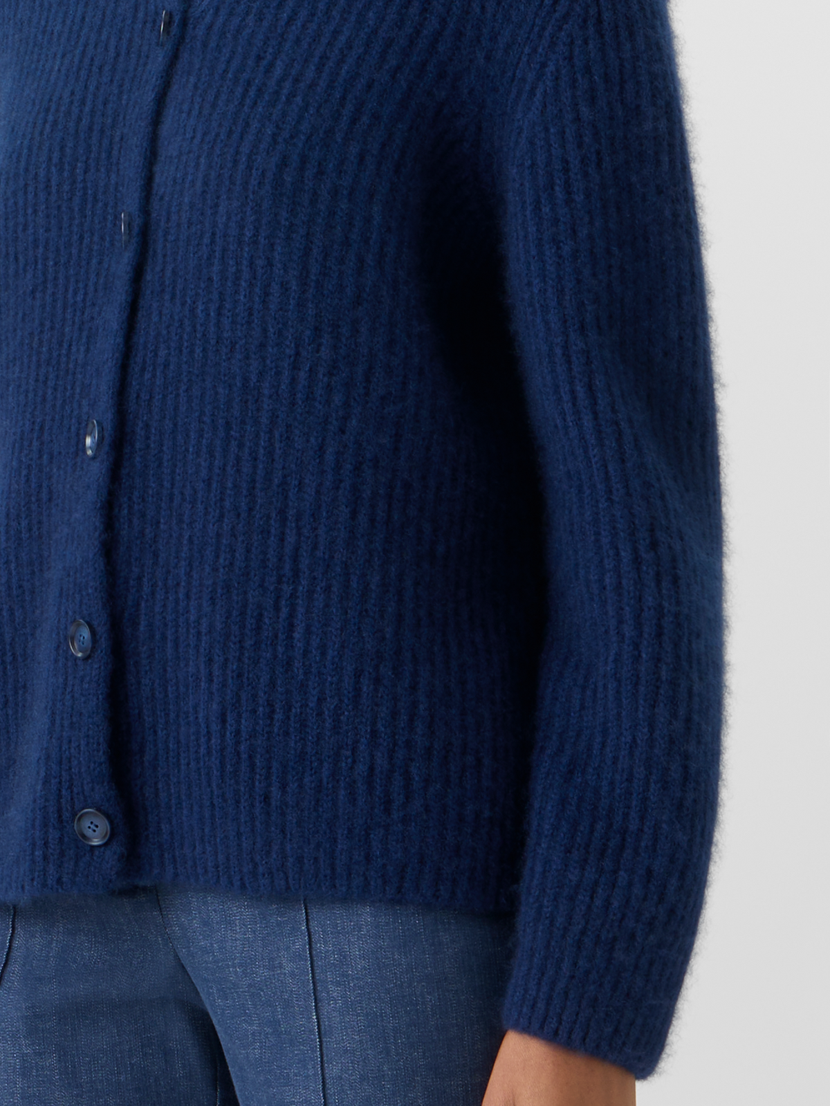 Designer Long-Sleeve Cashmere-Silk Knit Cardigan - blue #editorial