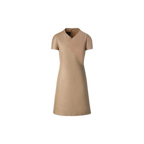 Soft Cotton Raffia and Suede Leather Dress