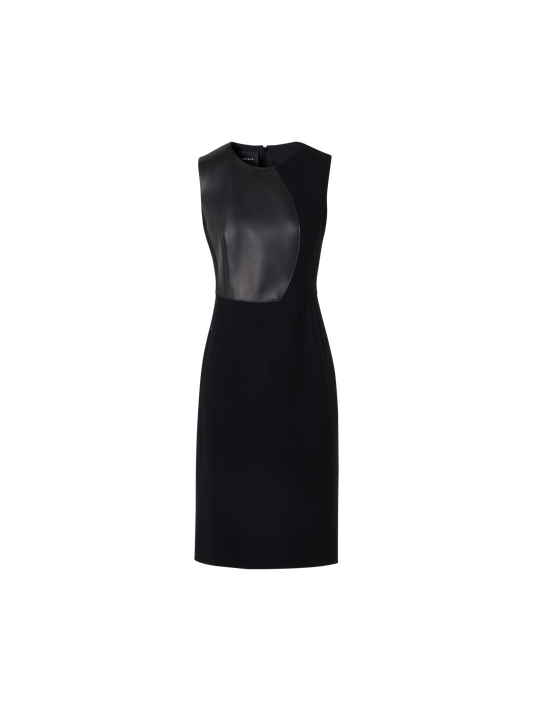 Designer Sleeveless Wool-Crêpe Double-Face Sheath Dress - black