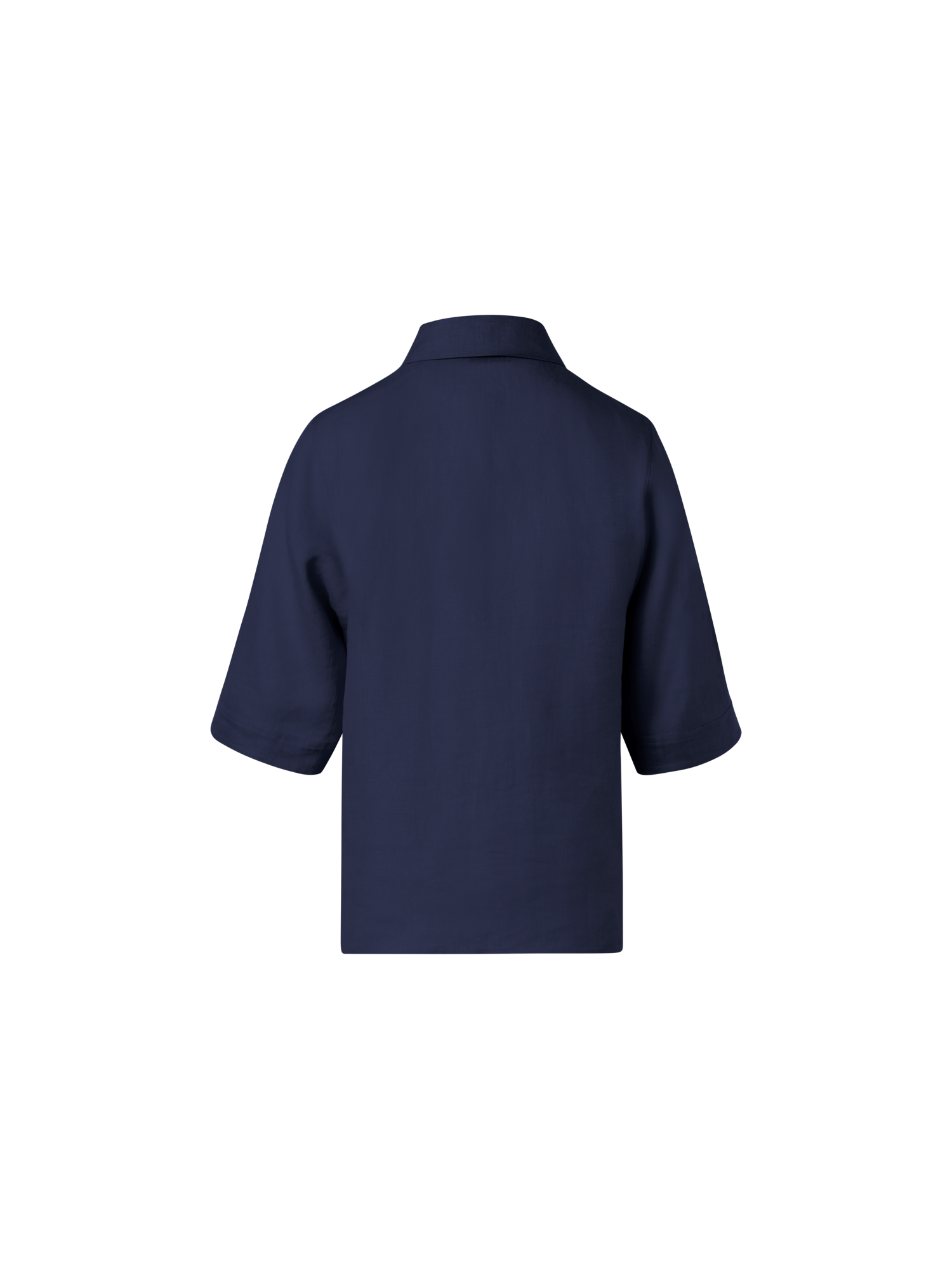 Designer Boxy Shirt Blouse In Linen Voile - navy - blue