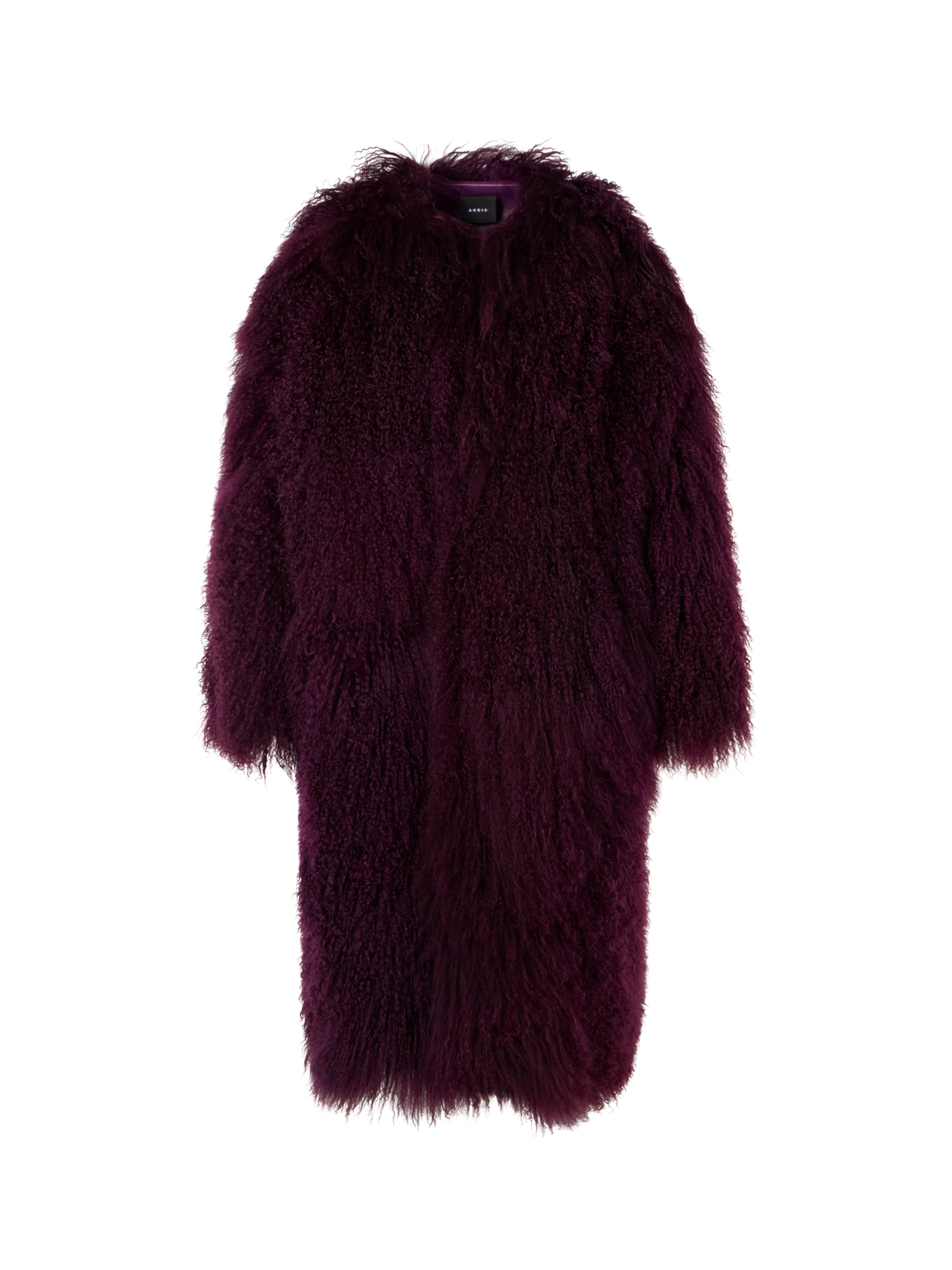 Designer Oversized Longhair Lamb Shearling Coat - red - purple