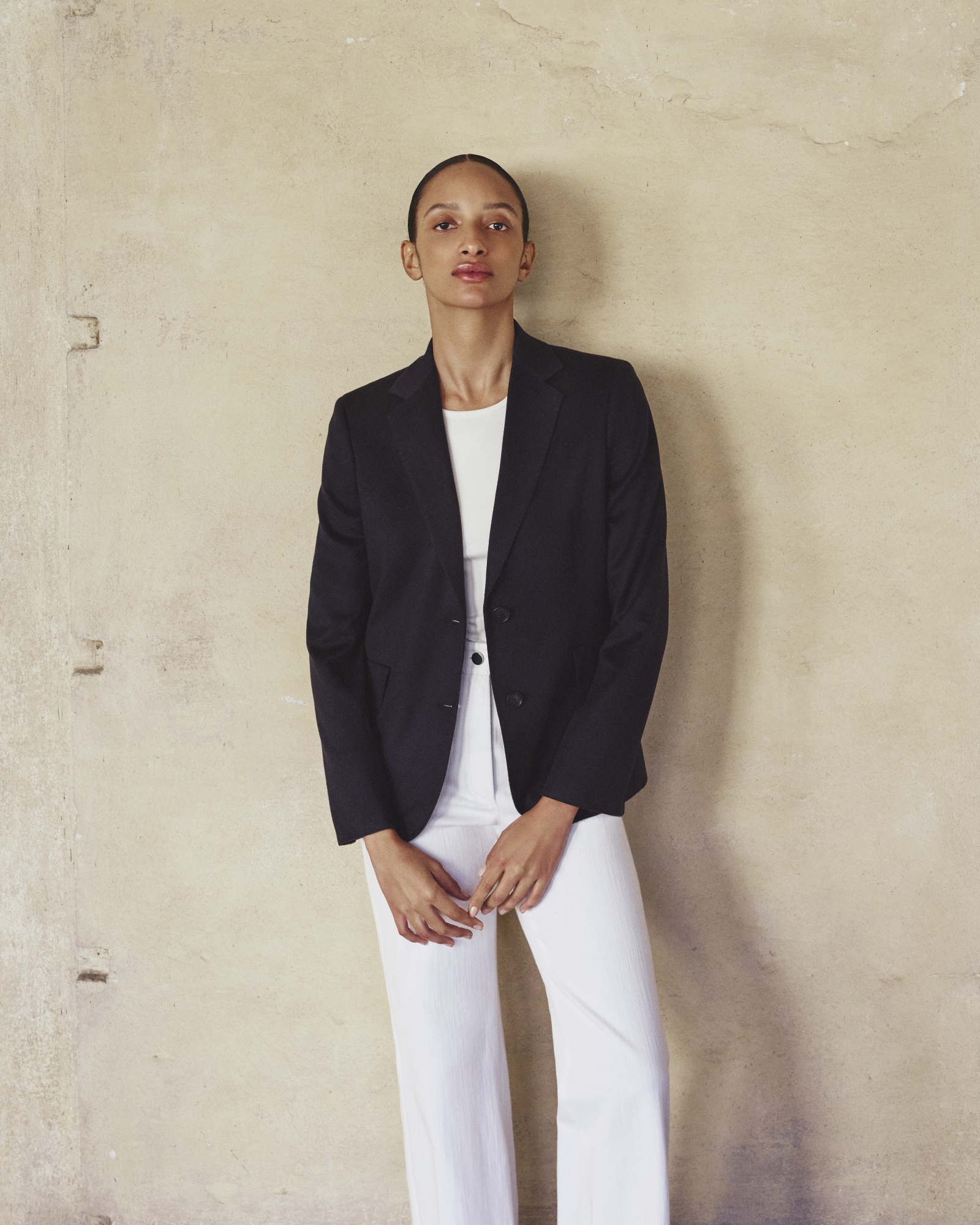 Designer Tailored Blazer in Pure Cashmere Double-Face - neutral - navy - blue 