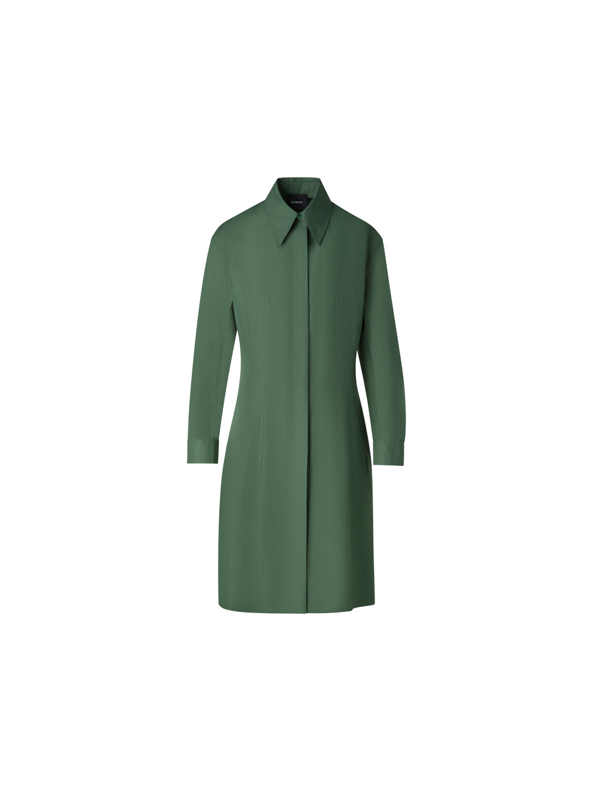 Designer Fitted Cotton Shirt Dress - green