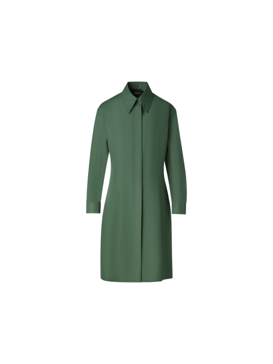 Designer Fitted Cotton Shirt Dress - green