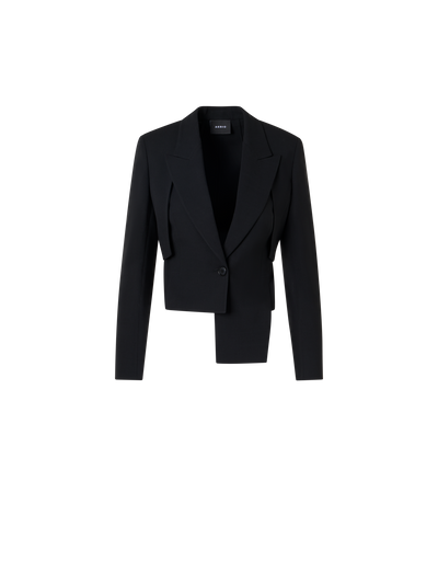 Designer Helline Asymmetrical Jacket with Detachable Bolero - black