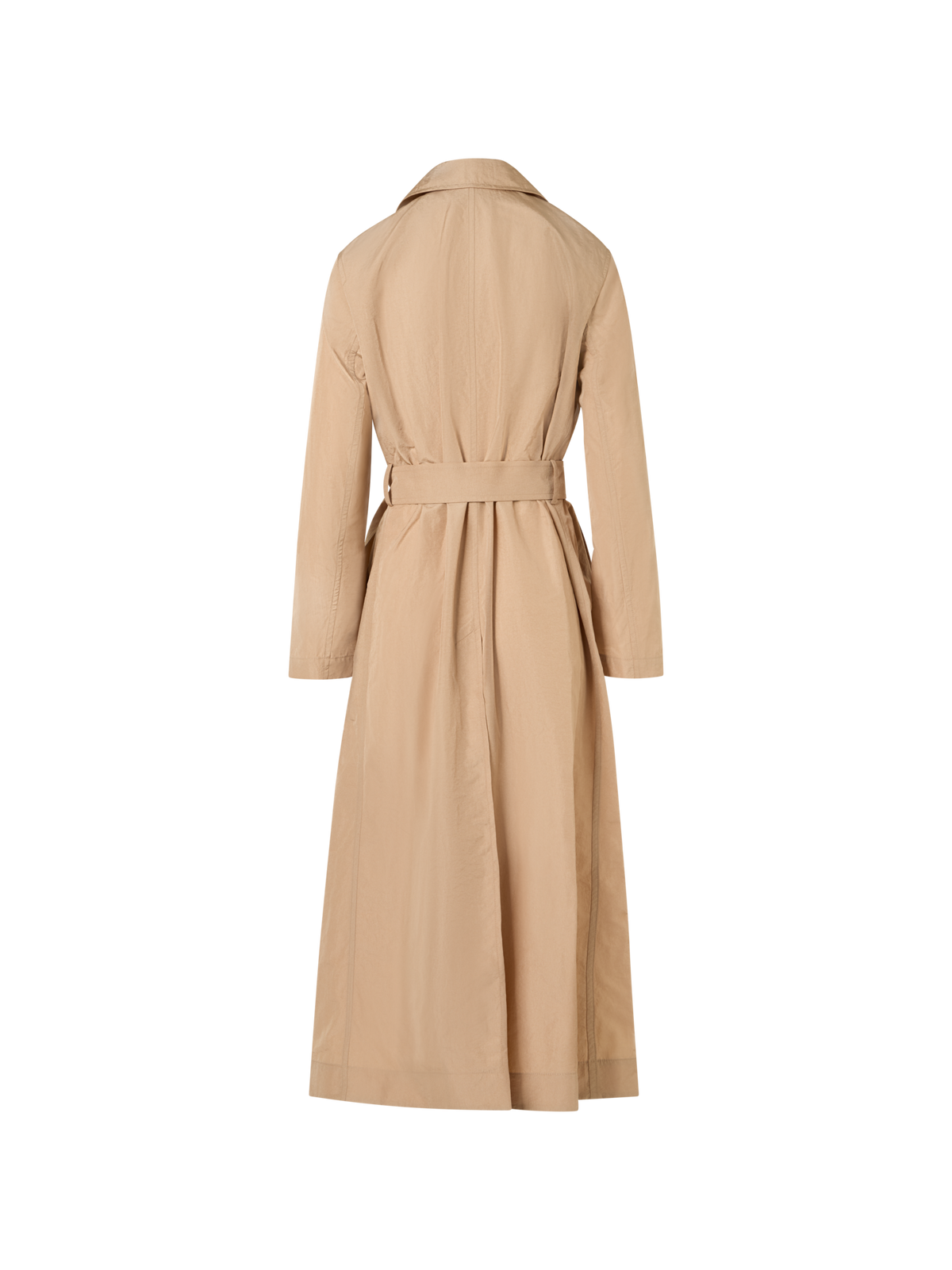 Designer Long-Sleeve Crinkled Parachute-Taffeta Long Trench Coat - beige